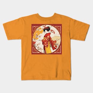 Geisha in Red Kids T-Shirt